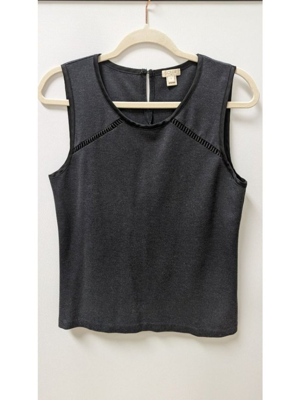 J. Crew Dark Grey Sleeveless Ladder Cutout Blouse